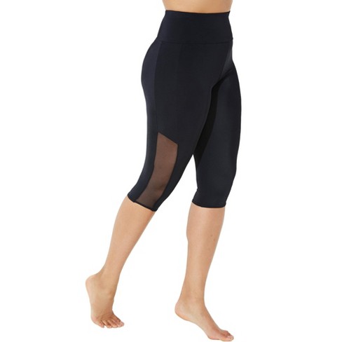 Swimsuits For All Women's Plus Size Chlorine Resistant High Waist Mesh Swim  Capri - 14, Black : Target