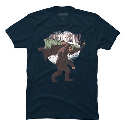 Men's Design By Humans Christmas Bigfoot By ArtStyleAlice T-Shirt