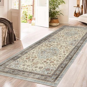 Fulvari Washable Area Rug Vintage Foldable Thin Rug Soft Low-Pile Non-Slip Stain Resistant Floor Indoor Outdoor Carpet - 1 of 4