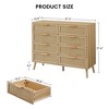 Resenkos 8 Drawer Wood Modern Rattan Natural Dresser for Bedroom Closet Storage White - 3 of 4