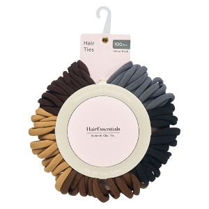 Hair Essentials 100pc Hair Ties - Seamless No-Damage Hair Ties for Women- 100pcs - 1 of 3