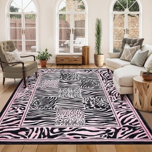 Acekool Machine Washable Plaid Runner Rug, Non-Slip Rubber Backing, Geometric Checkered Area Carpet for Hallway, Kitchen, Bedroom - 1 of 4