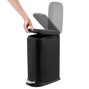 Trash Can, Stainless Steel Kitchen Trash Can 3.2 Gallon with Soft Close Lid & Foot Pedal - 1 of 4