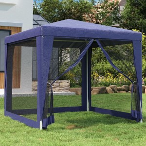 vidaXL Party Tent with 4 Mesh Sidewalls Blue 8.2'x8.2' HDPE - 1 of 4