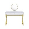 APRILSOUL Crystal-Knob Vanity Desk with Removable Mirror and Jewelry Tray, Metal-Framed, 2-Drawer Glam Station - 2 of 4