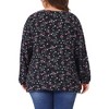 Agnes Orinda Women's Plus Size Chiffon Keyhole Long Sleeve Floral Blouses - 4 of 4