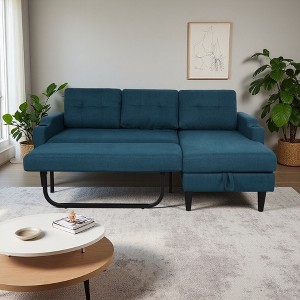 74.8" Convertible L-Shaped Sectional Sofa Bed with Storage Chaise - 1 of 4