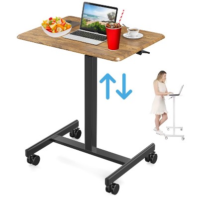 Musment Small Mobile Standing Desk, Portable Rolling Laptop Cart with Adjustable Height and Wheels, Computer Table for Home Office