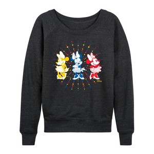 Women's - Disney - Mickey & Friends Lightweight French Terry Wide Neck Long Sleeve Shirt - 1 of 4