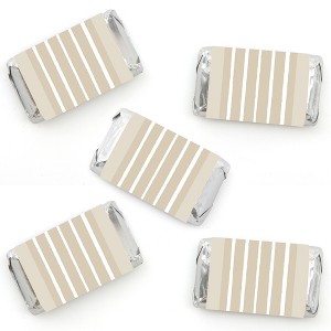 Big Dot of Happiness Tan Stripes - Mini Candy Bar Wrapper Stickers - Simple Party Small Favors - 40 Count - 1 of 4