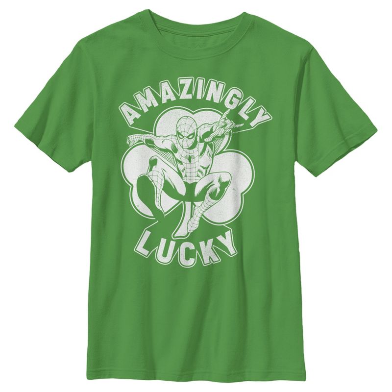 Boy's Marvel St. Patrick's Day Spider-Man Lucky Clover T-Shirt, 1 of 5