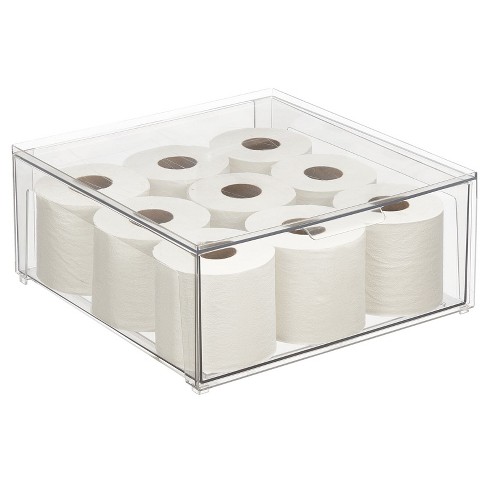 mDesign Plastic Modern Bathroom Storage Organizer Bin, Handles, 4
