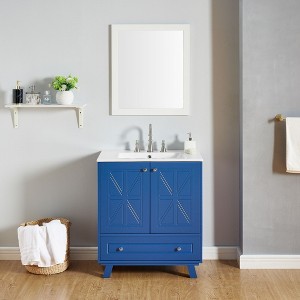 NicBex Bathroom Vanity with Sink,Multi-Functional Bathroom Sink Vanity with Drawer and Soft Close Doors,30" Bathroom Sink Cabinet for Bathroom,Blue - 1 of 4