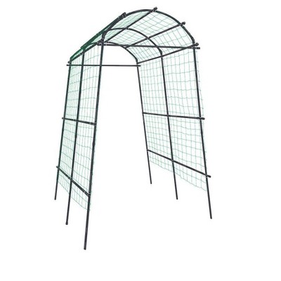 Extra Tall Black Metal Garden Arch Arbor with Nylon Netting