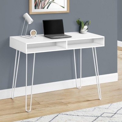INFURNIC Desks 40"L Modern Computer Desk with Storage Drawers and Open Cubby for Flexible Workspace, White, 40"*19.75"*30"