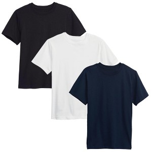 Action Thread Boy's Short Sleeve Crew Neck Premium Soft Cotton Blend T Shirt -3 Pack - 1 of 3