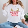 Country Girl Antlers Puff Print - Womens Garment Dyed Long Sleeve Graphic T-Shirt - 2 of 3