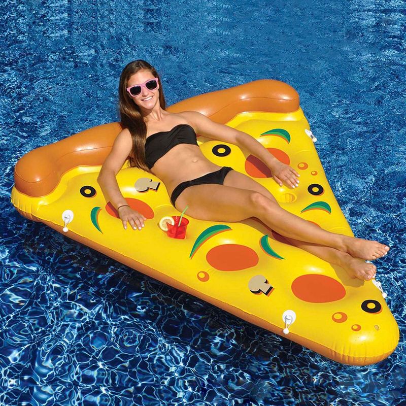 Swimline 72" Inflatable Pizza Slice Novelty Swimming Pool Float Raft - Yellow/Orange, 3 of 6