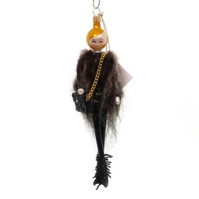 Italian Ornaments 6.75" Raegan In Fur Vest Ornament Italian Boots Diva  -  Tree Ornaments