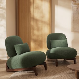 Mid Century Modern Armless Accent Chair with Lamb Wool Fabric, Upholstered Living Room Chairs with Waist Cushion - Morden Fort - 1 of 4