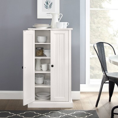 White Coastal Adjustable Shelving Accent Cabinet