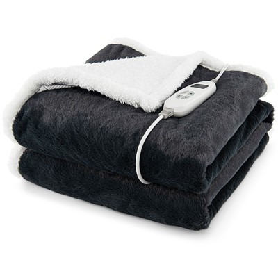 Tangkula Heated Blanket 60" x 50" Electric Blanket Throw, Warming Blanket with 10 Heating Levels, 9H Timer Auto Shut Off, Overheat Protection