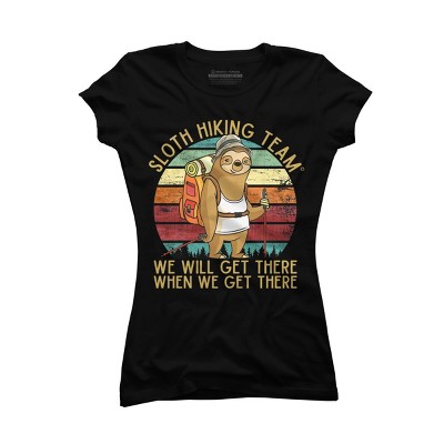 Junior's Design By Humans Sloth Hiking Team - We will get there, when we get there By andreastier T-Shirt