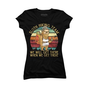 Junior's Design By Humans Sloth Hiking Team - We will get there, when we get there By andreastier T-Shirt - 1 of 3