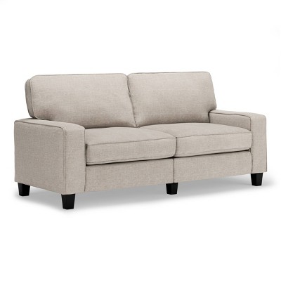 Light Gray Linen Track Arm Sofa with Removable Cushions
