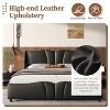 Sapphtopaz Leather Upholstered Platform Bed Frame with Wingback Headboard & Wavy Footboard, No Box Spring Needed for Luxury Master Bedrooms, Adults - 4 of 4