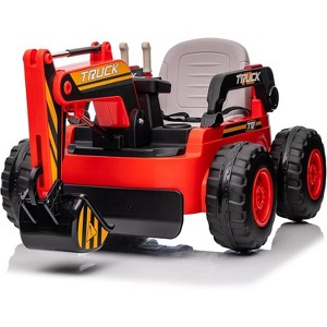12V Kids Ride-On Excavator Digger Car with Remote Control, 4x75W Drive Motors, 10Ah Battery, Working Digging Arm, LED Lights, Music & USB - 1 of 4