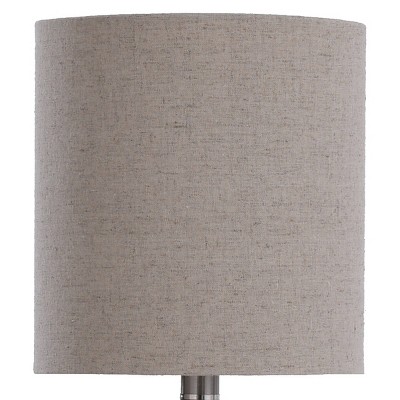 Amber Faceted Glass Table Lamp with Beige Drum Shade