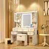 TOBILI 41.4" Makeup Vanity Desk with Mirror and Lights, Makeup Table with 5 Drawers and 4 Cabinets,White - 3 of 4