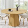 PexFix 52" Wood Round Dining Table Kitchen Table for 4-6 with Arc-Shaped Edge Top & Textured Tapered Base for Living/Dining Room Coffee Office Natural - 2 of 4