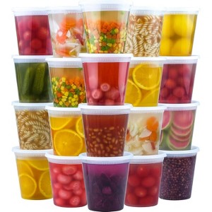 50 Set 32 oz Deli Containers with Lids, Leak-Proof BPA Free Plastic Take Out Bowls, Microwave - 1 of 4