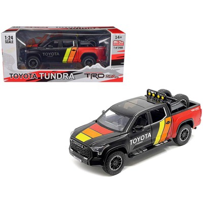 2023 Toyota Tundra TRD 4x4 Truck Black & Red with Stripes with Sunroof and Wheel Rack Ltd Ed to 2400 pcs 1/24 Diecast Model Car