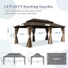 12X20 FT Outdoor Hardtop Gazebo,Metal Gazebo With Double Roof Canopy And Curtain,Galvanized Permanent Large Patio Gazebo-Coolbibila - 4 of 4