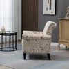TIRAMISUBEST Mid-Century Modern Linen Accent Chair, Tufted Back & Wood Legs, Upholstered Lounge Armchair for Living Room, Bedroom (Beige) - 3 of 4