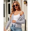 Coolmee Women's Cropped Cardigan Knit ShrugsTops V Neck Button Down Sweaters - 2 of 4