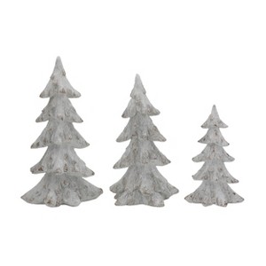 Transpac Set of 3 Silver Resin Christmas Tree Sculptures Elegant Indoor Tabletop Decor for Holiday Gift Giving - 1 of 1