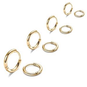 Turandoss 4Pair Gold Silver Hoop Huggie Earrings for Women Men, Surgical Stainless Steel Hypoallergenic Cartilage Hoop Earring Stack, Christmas Gifts - 1 of 4