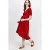 Hello Miz Women's Hi-Low Short Sleeve V Neck Maternity Wrap Dress with Belt - 2 of 4