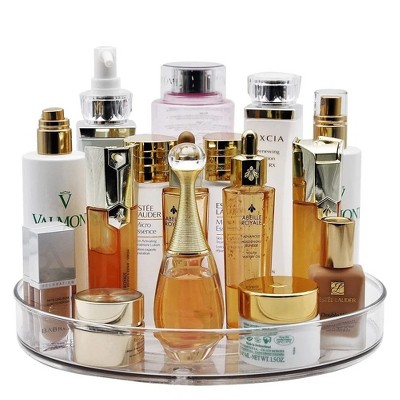 LunaLulinlk Clear Rotating Lazy Susan Turntable Organizer for Kitchen Cabinets Spices 10.6 inch Storage Containers
