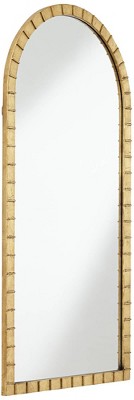 Matte Gold 53" Arched Wall Mirror with Ribbed Iron Frame