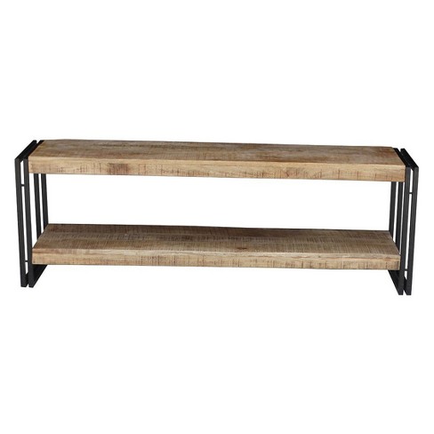 Handcrafted Reclaimed Wood And Metal 60 Storage Entryway Bench