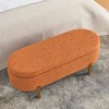 Sapphtopaz Pleated Fabric Ottoman with Storage, Oval Storage Ottoman Bench with Rubber Wood Leg, Multi-Use Footstool Bench, Ottoman Foot Rest - 3 of 4