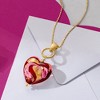 Ross-Simons Italian Red and Pink Murano Glass Heart Necklace in 18kt Gold Over Sterling - 4 of 4