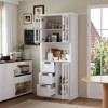 Famapy Modern Kitchen Pantry Cabinet,Tall Storage Organizer with Drawers,Glass Doors for Display,Floating Open Shelf,for Spices and Dishes - 2 of 4