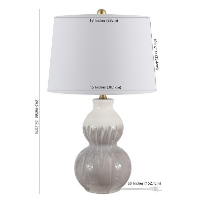 Kenzo Ivory and Gray Ceramic Double Gourd Table Lamp