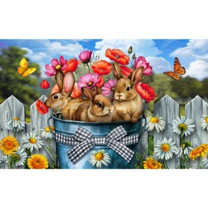 Briarwood Lane Spring Doormat 30x18 Indoor Outdoor Bucket of Bunnies For Spring Doormat - 1 of 4